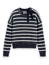 Scotch & Soda - Stripe Tie Neck Pullover in Sky Captain Stripe