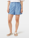 Scotch & Soda - High Rise Linen Shorts in Blue and White Pin Stripe