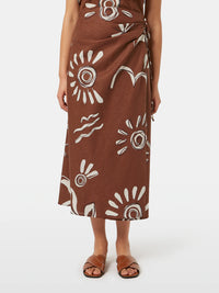 Scotch & Soda - Linen Blend Wrap Skirt in Inky Sun Brown