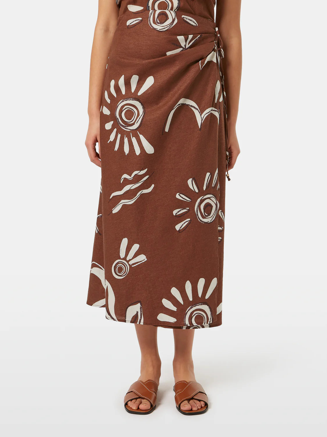 Scotch & Soda - Linen Blend Wrap Skirt in Inky Sun Brown
