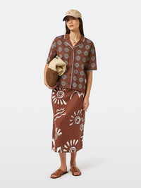 Scotch & Soda - Linen Blend Wrap Skirt in Inky Sun Brown