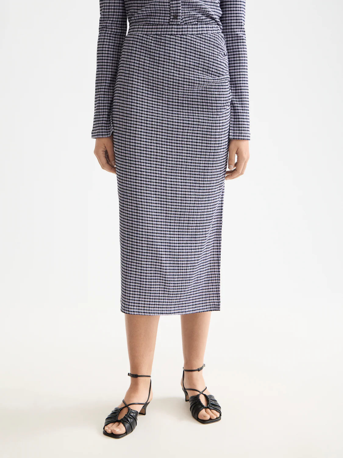 Scotch & Soda - Structured Gingham Skirt in Sky Captain/ Languid Lavender