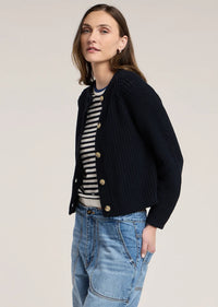 Velvet - Lisabeth Chunky Pima Cotton Cardigan in Navy