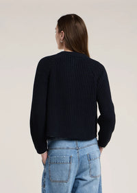 Velvet - Lisabeth Chunky Pima Cotton Cardigan in Navy