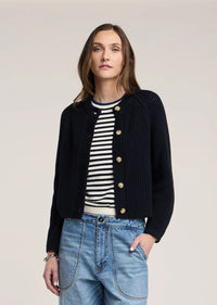Velvet - Lisabeth Chunky Pima Cotton Cardigan in Navy