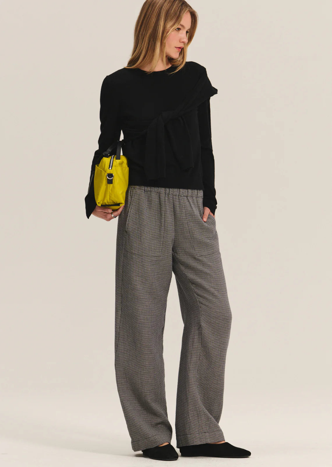 Velvet - Braylen - Dual Gauze Pant in Houndstooth