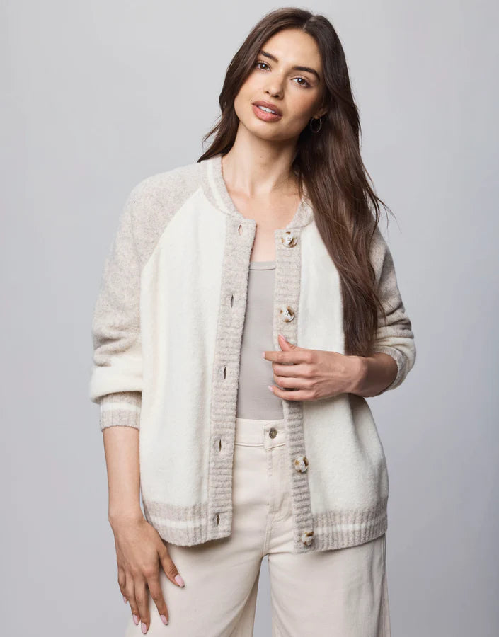 Splendid - Rhodes Varsity Shacket in Neutral Color Block