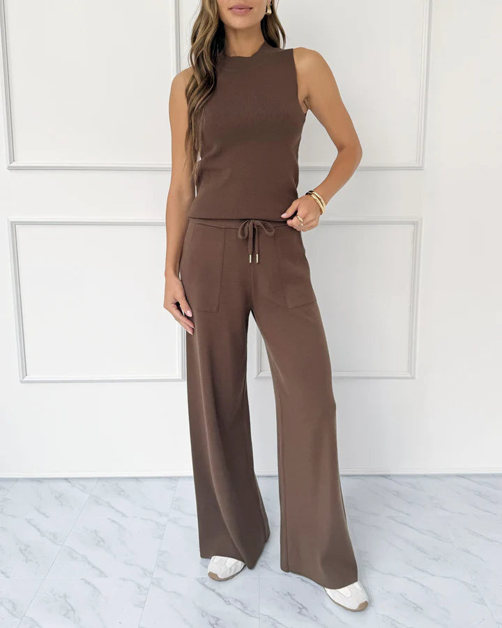 Splendid - Cella Jane Collection - Sweater Wide Leg Pant in Truffle