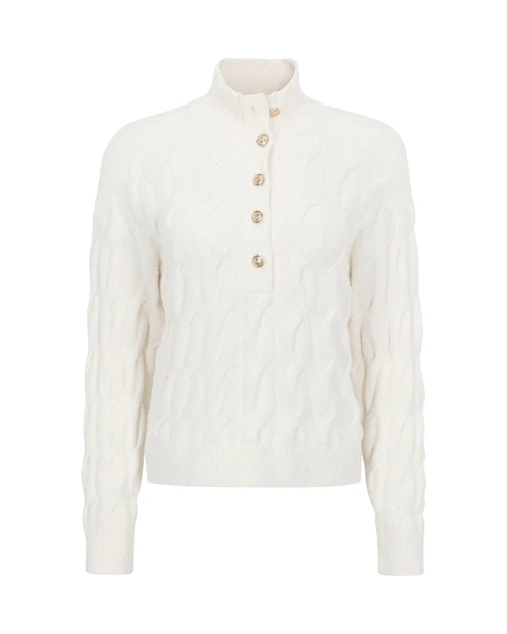 Splendid - Cella Jane Collection - Half Plaket Sweater in Snow