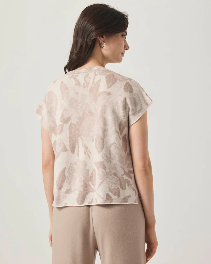 Splendid - Flora Floral Short Sleeve Sweater in Neutral Multi