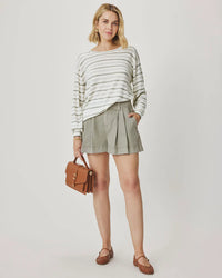 Splendid - Finn Multi Stripe Sweater in Eucalyptus/White