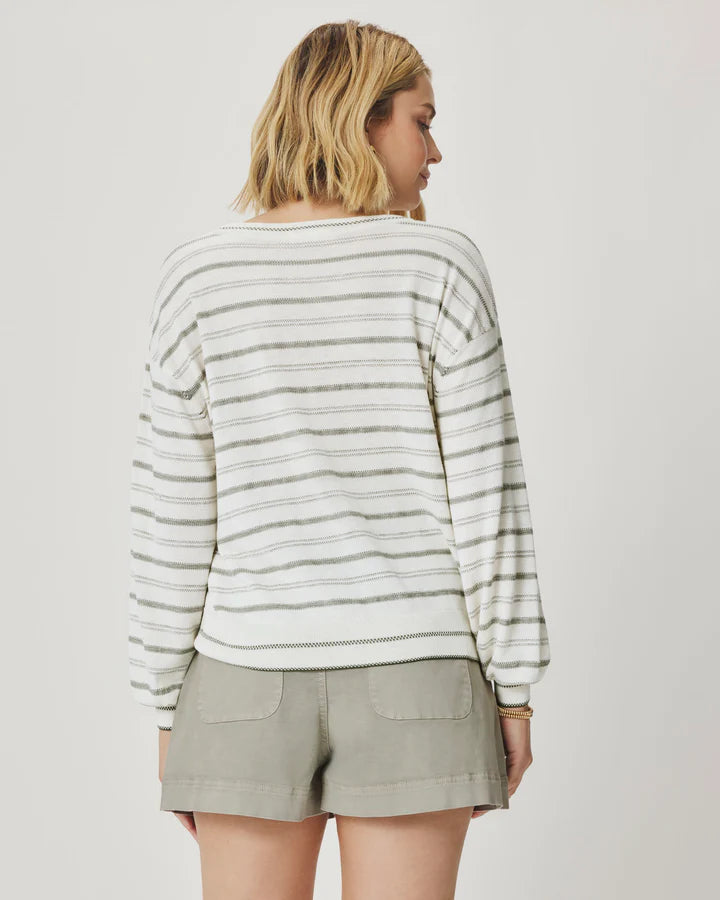 Splendid - Finn Multi Stripe Sweater in Eucalyptus/White