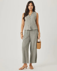 Splendid - Ava Gauze Button Tank in Eucalyptus