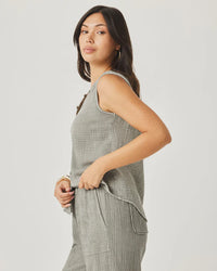 Splendid - Ava Gauze Button Tank in Eucalyptus