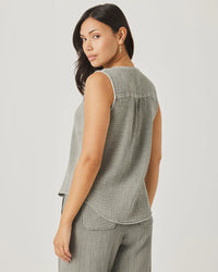 Splendid - Ava Gauze Button Tank in Eucalyptus