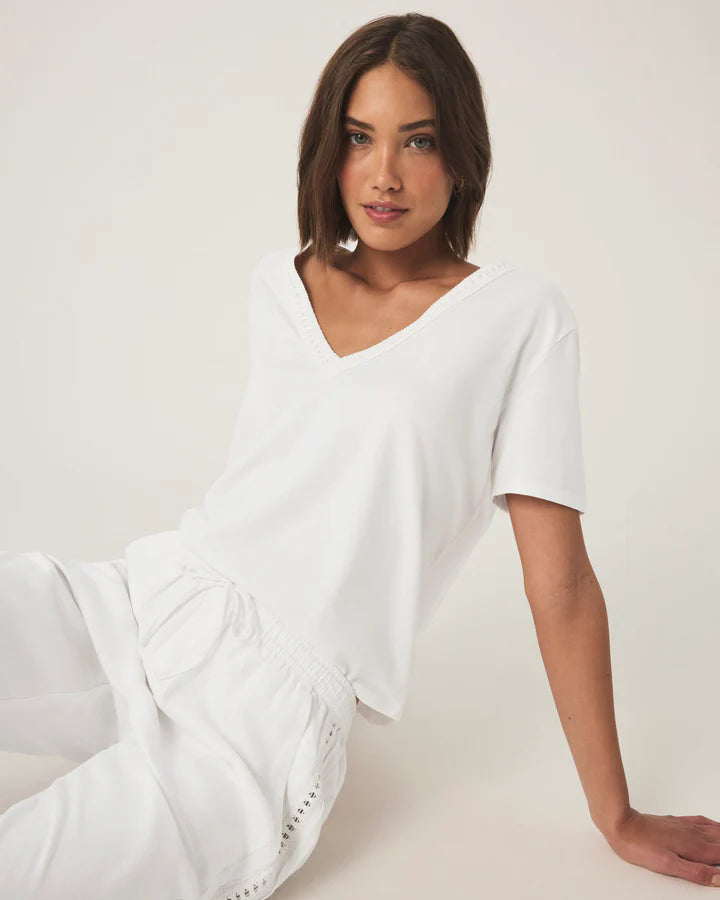 Splendid - Kacey Crochet V-Neck Tee