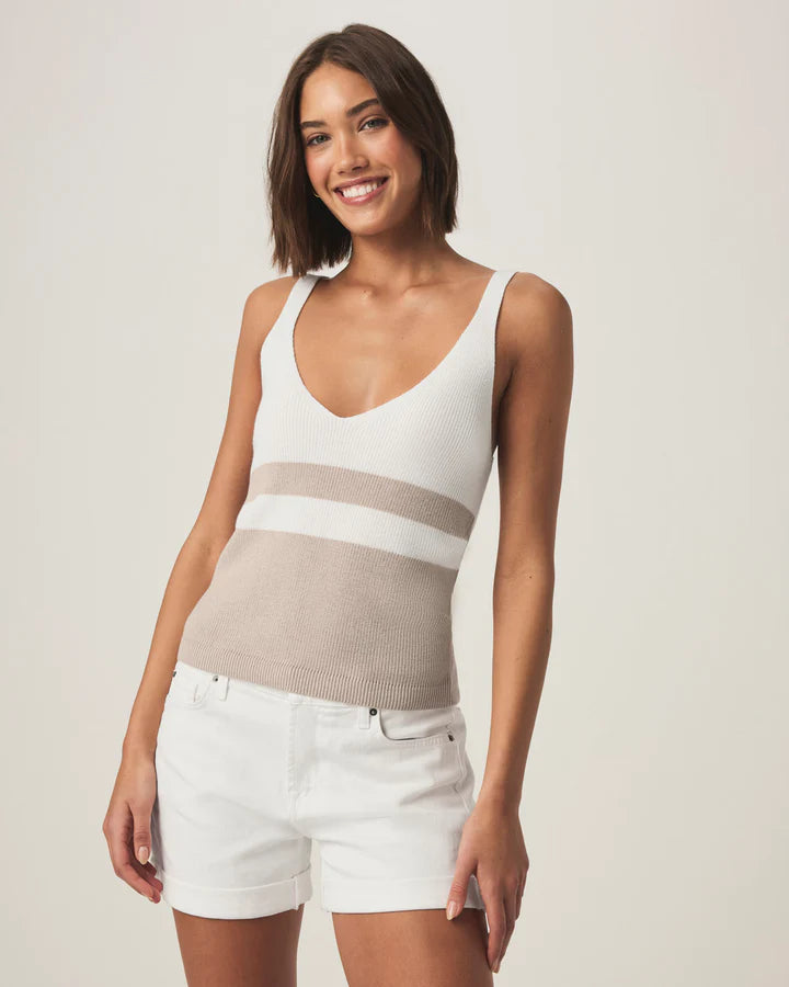 Splendid - Octavia Sweater Tank in Fawn Block Stripe