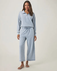 Splendid - Terry Quarter Zip Sweatshirt in Bleached Indigo