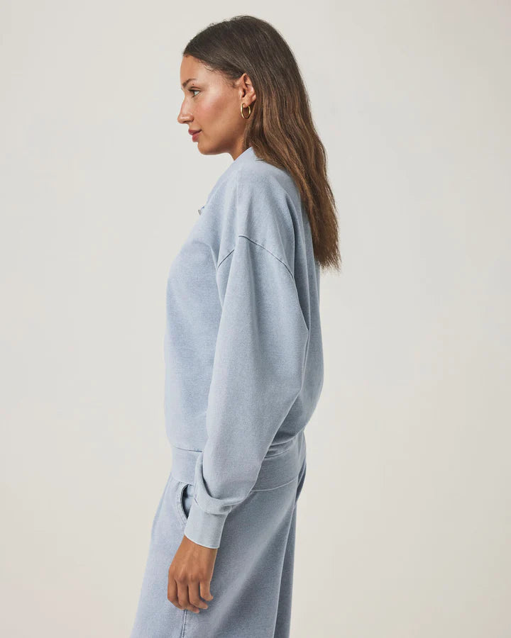 Splendid - Terry Quarter Zip Sweatshirt in Bleached Indigo