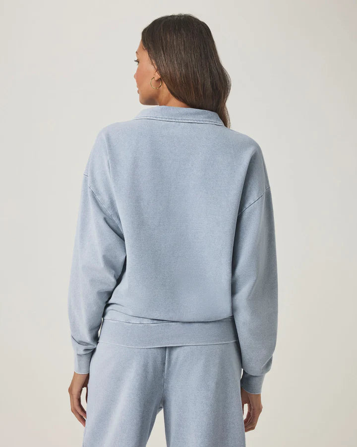 Splendid - Terry Quarter Zip Sweatshirt in Bleached Indigo