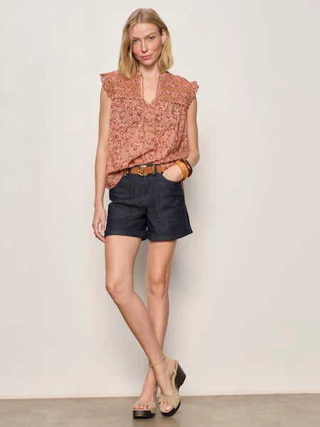 Sanctuary - Free Feeling Smocked Blouse in Mosaic Clay