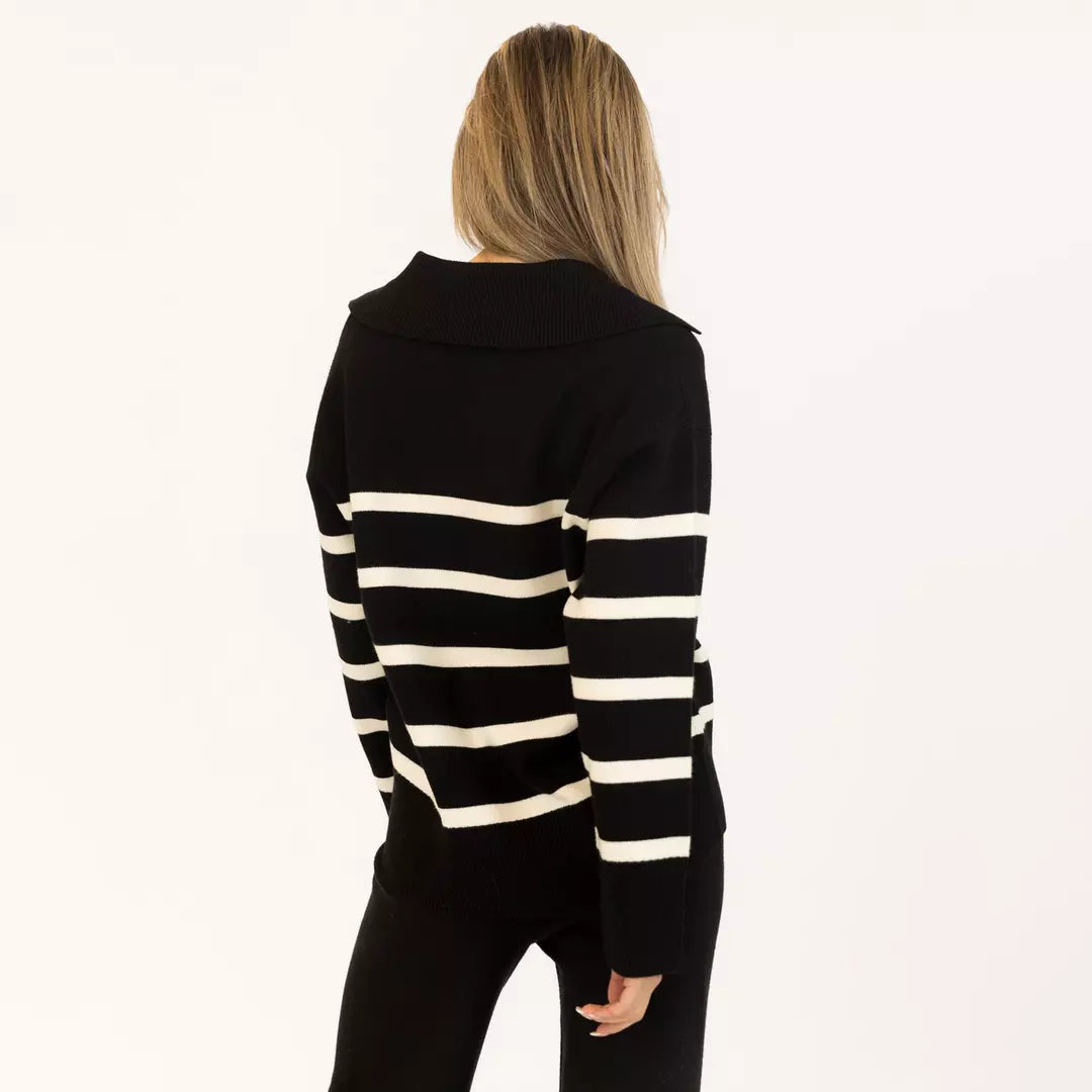 Lyla & Luxe - Bella Pullover in Black/White Stripe