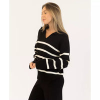 Lyla & Luxe - Bella Pullover in Black/White Stripe