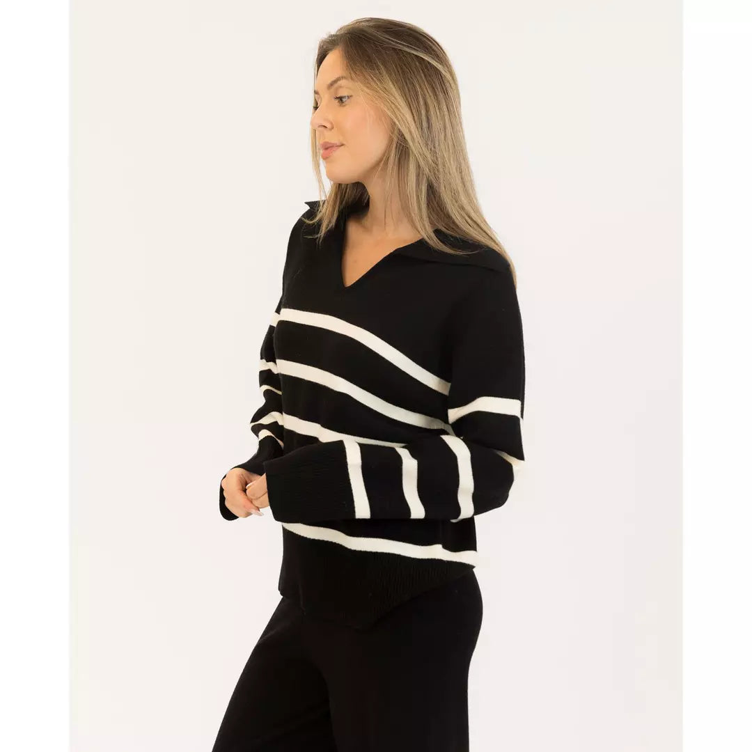 Lyla & Luxe - Bella Pullover in Black/White Stripe