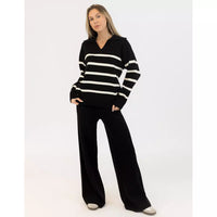 Lyla & Luxe - Bella Pullover in Black/White Stripe