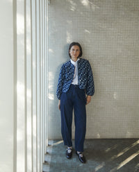 YERSE - Jacquard Short Jacket in Indigo