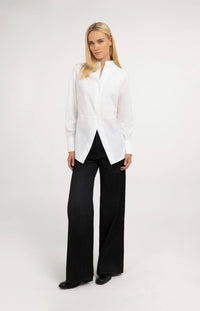 YAYA - A-Line Blouse with Stand Collar in Pure White