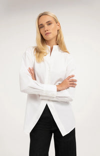 YAYA - A-Line Blouse with Stand Collar in Pure White