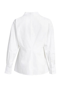 YAYA - A-Line Blouse with Stand Collar in Pure White