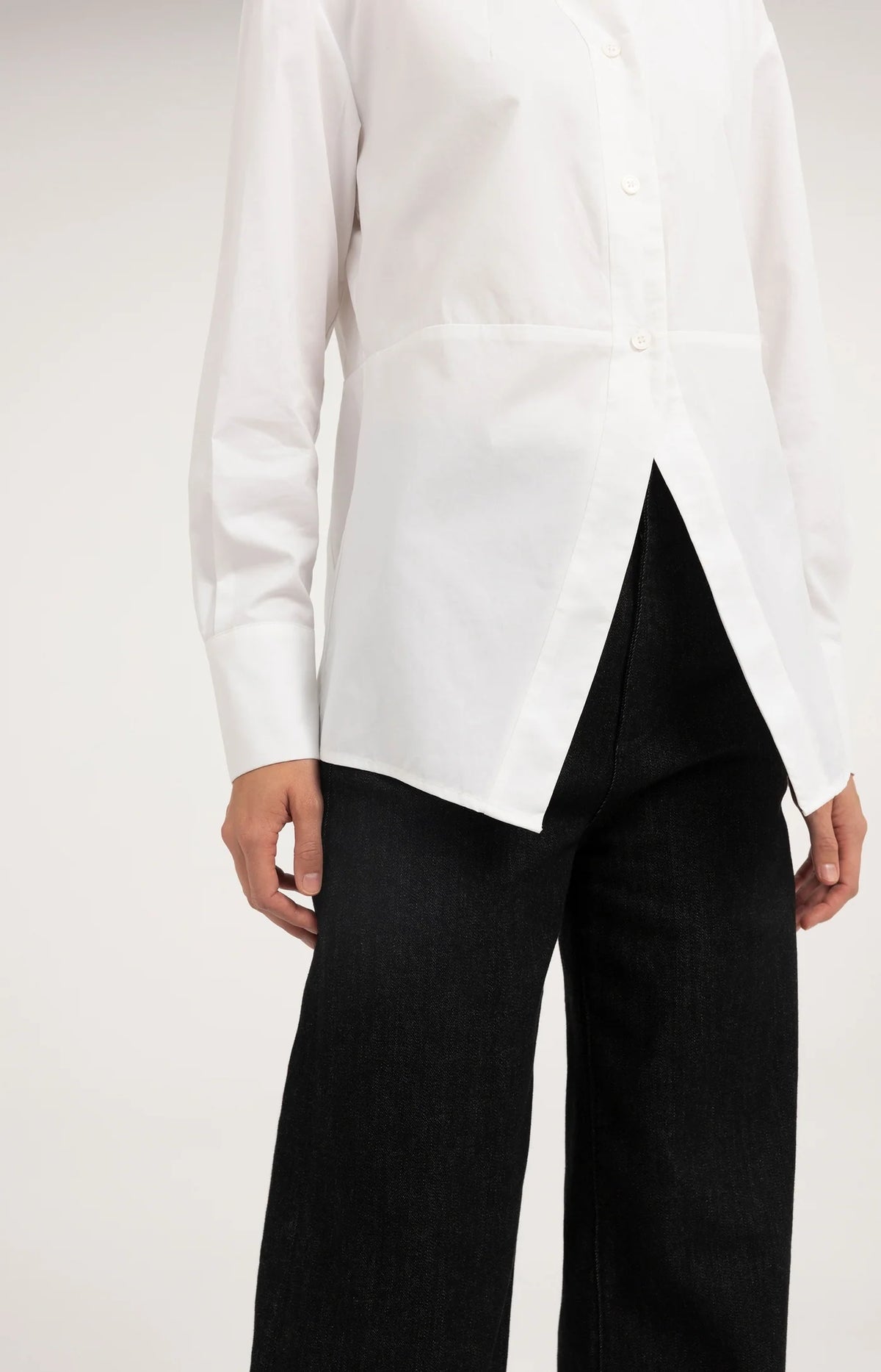 YAYA - A-Line Blouse with Stand Collar in Pure White