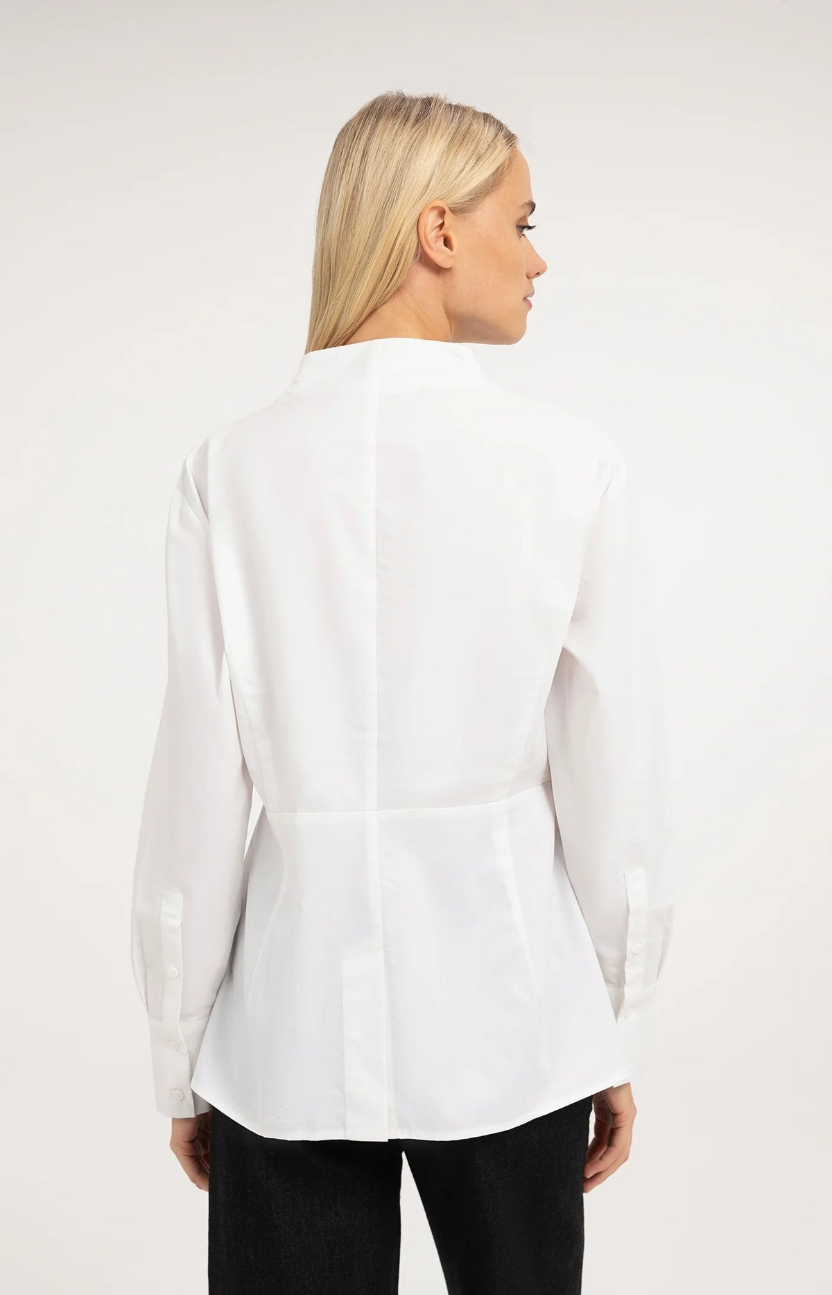 YAYA - A-Line Blouse with Stand Collar in Pure White