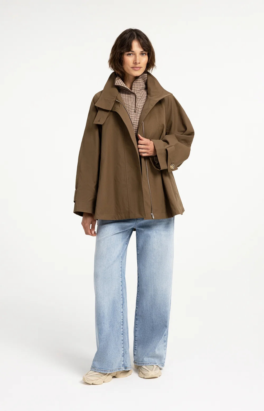 YAYA - Woven A-Line Trenchcoat Jacket - Teak Brown