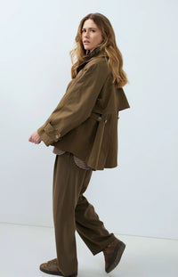 YAYA - Woven A-Line Trenchcoat Jacket - Teak Brown