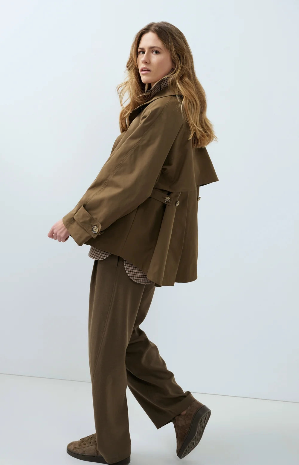 YAYA - Woven A-Line Trenchcoat Jacket - Teak Brown