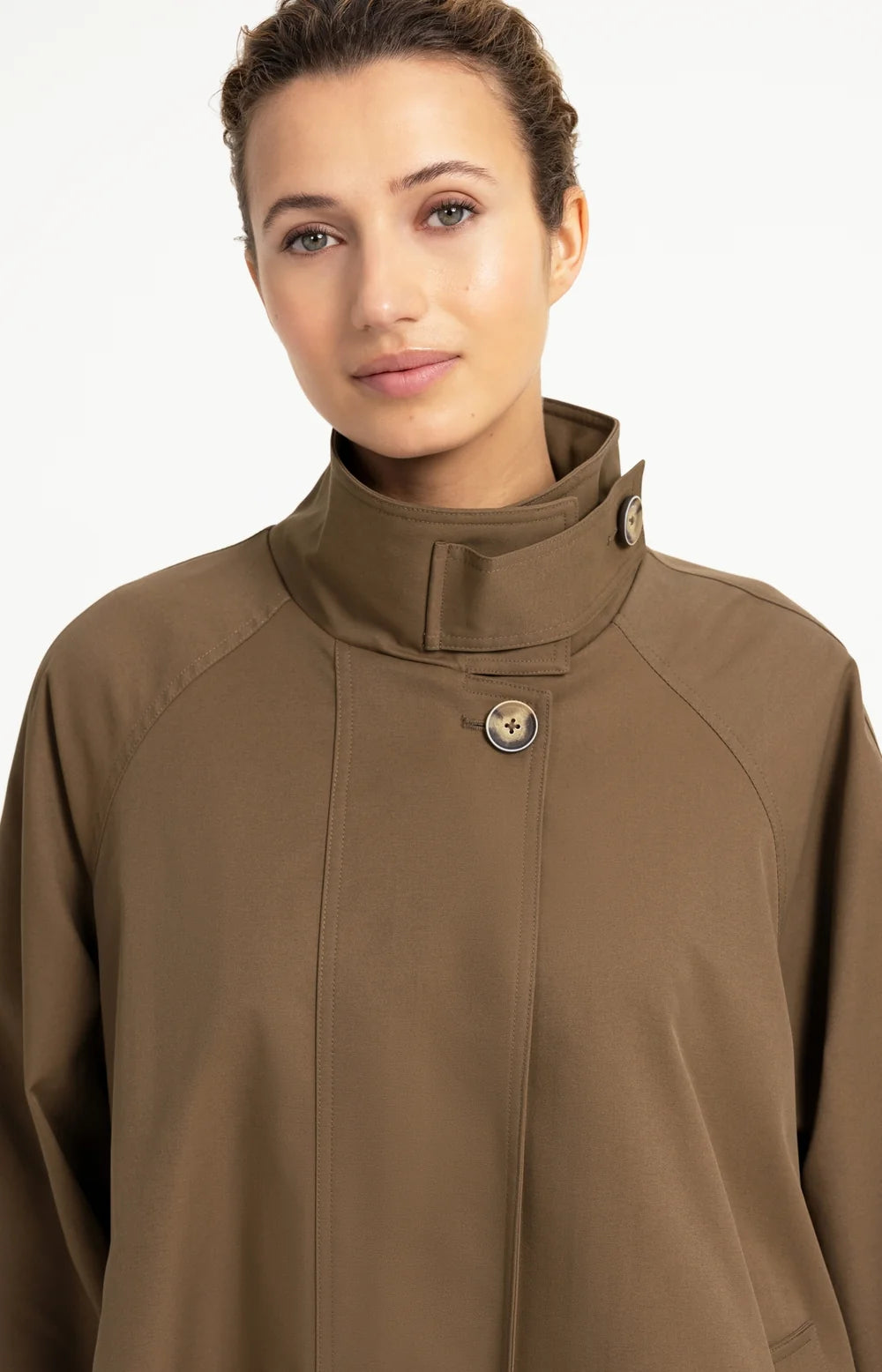 YAYA - Woven A-Line Trenchcoat Jacket - Teak Brown