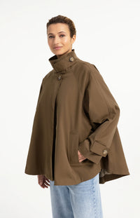 YAYA - Woven A-Line Trenchcoat Jacket - Teak Brown