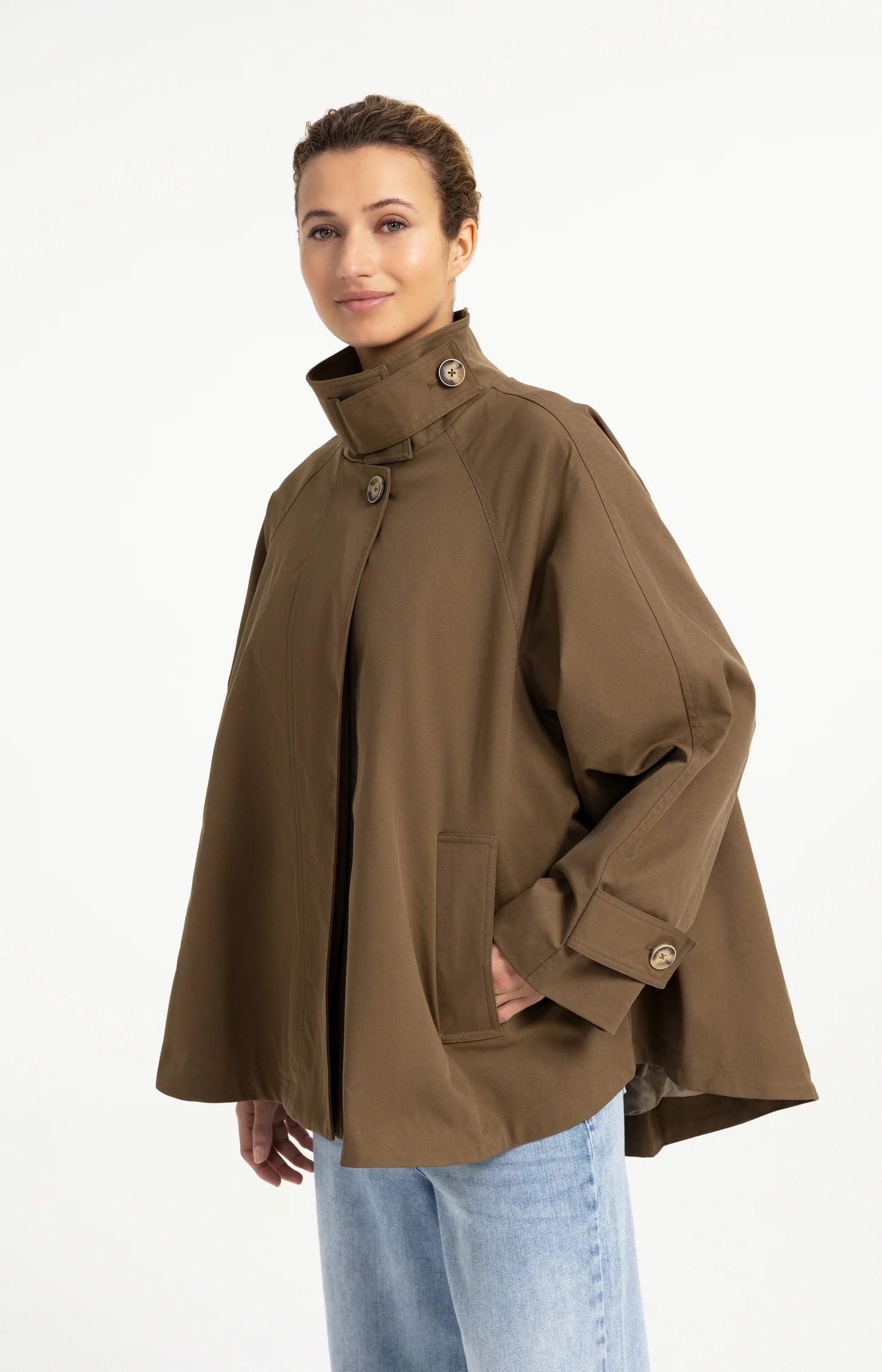 YAYA - Woven A-Line Trenchcoat Jacket - Teak Brown