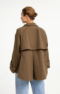 YAYA - Woven A-Line Trenchcoat Jacket - Teak Brown