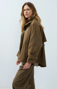 YAYA - Woven A-Line Trenchcoat Jacket - Teak Brown