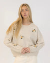 Lyla & Luxe - Holly Flower Crewneck Pullover in Oatmeal