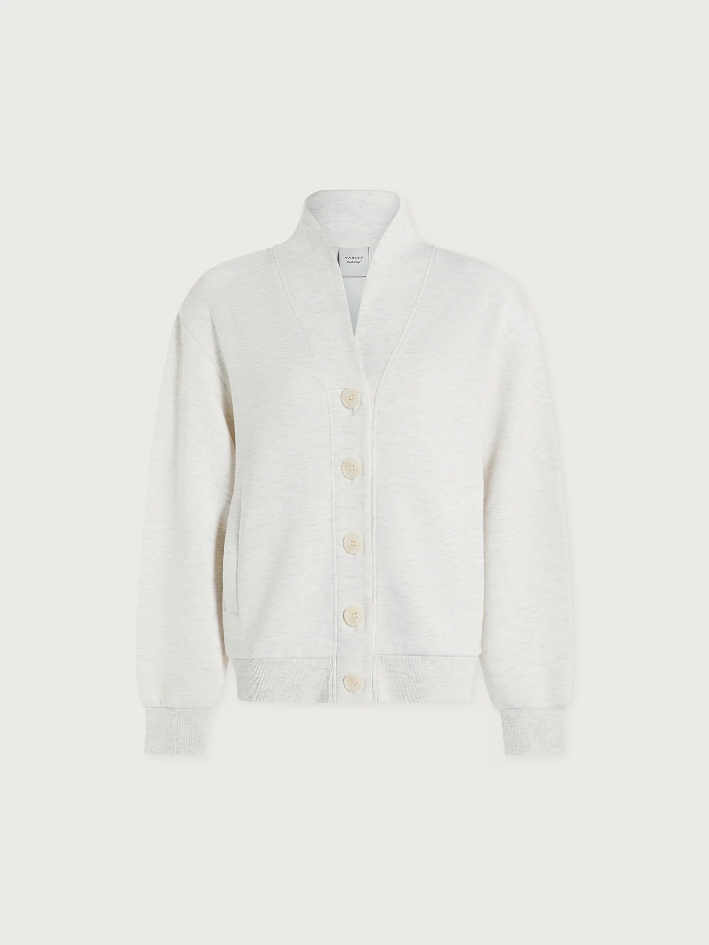 Varley - Celeste Button Through Sweat in Ivory Marl