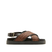 Sister x Soeur - Amari - Cross-Over Strap Sandal in Brown