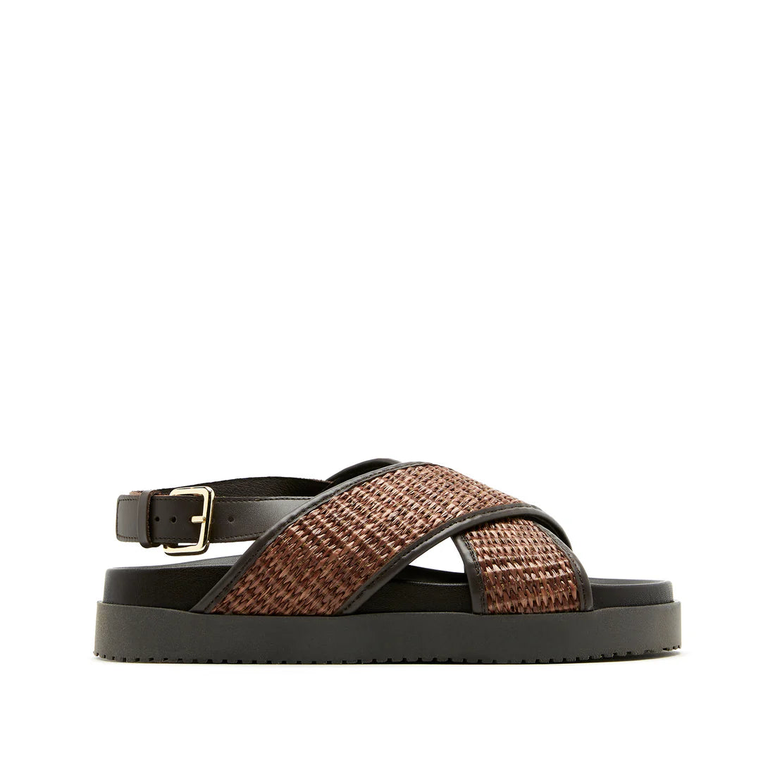 Sister x Soeur - Amari - Cross-Over Strap Sandal in Brown