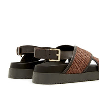 Sister x Soeur - Amari - Cross-Over Strap Sandal in Brown