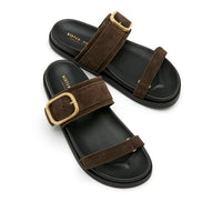 Sister x Soeur - Asha - Suede Sandal in Dark Brown