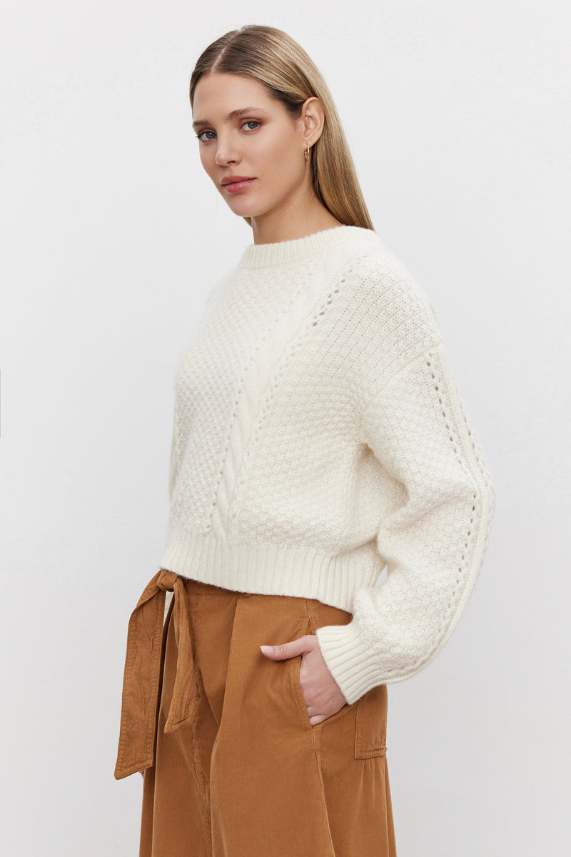 Velvet - Marley - Baby Alpaca Light Pullover Sweater in Milk